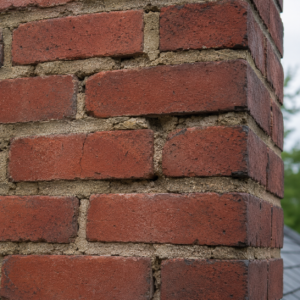 Failing mortar joints on a Toronto brick chimney.