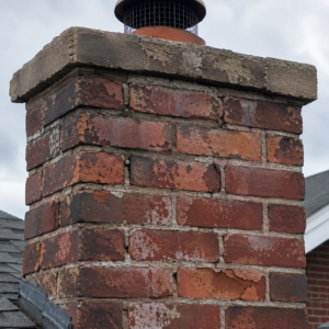 Spalling bricks on an older Toronto chimney.