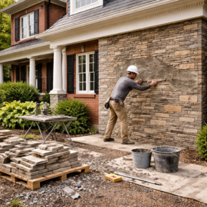Stone veneer upgrade on a heritage-style Toronto home