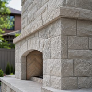 Custom masonry fireplace detail on a Toronto home