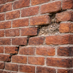 Structural crack pattern in brick and mortar on a Toronto home