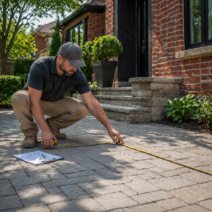 Toronto patio or driveway area being measured for a masonry estimate