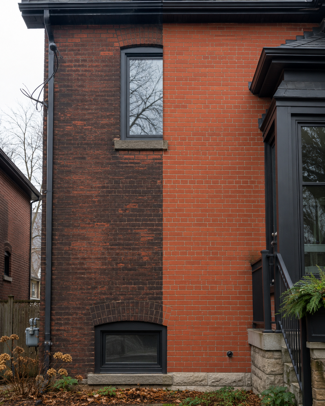 Cleaned and renewed brick surface on an older Toronto home exterior