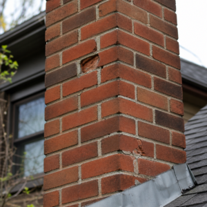 Localized brick chimney damage suitable for repair