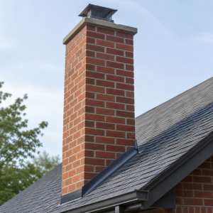 Repaired Toronto brick chimney with restored mortar and matching bricks