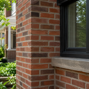 Restored older Toronto brick wall with matched repointed mortar joints