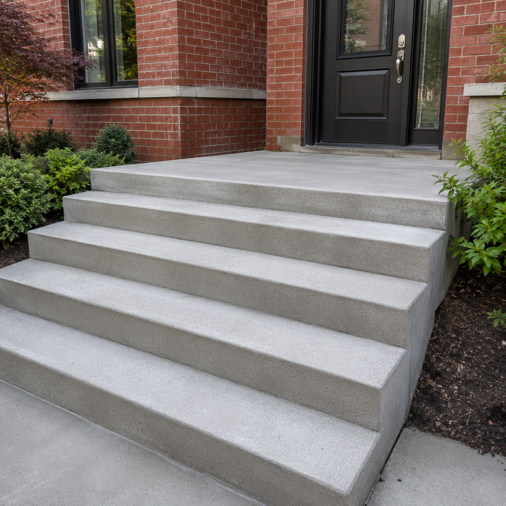 clean concrete front steps outside a toronto home