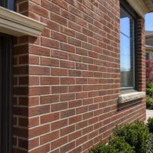 Close-up of high-quality brick and mortar workmanship on a Toronto home