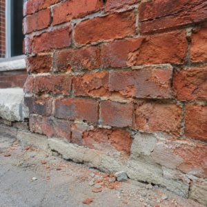 Close-up of spalling brick on an older Toronto home.