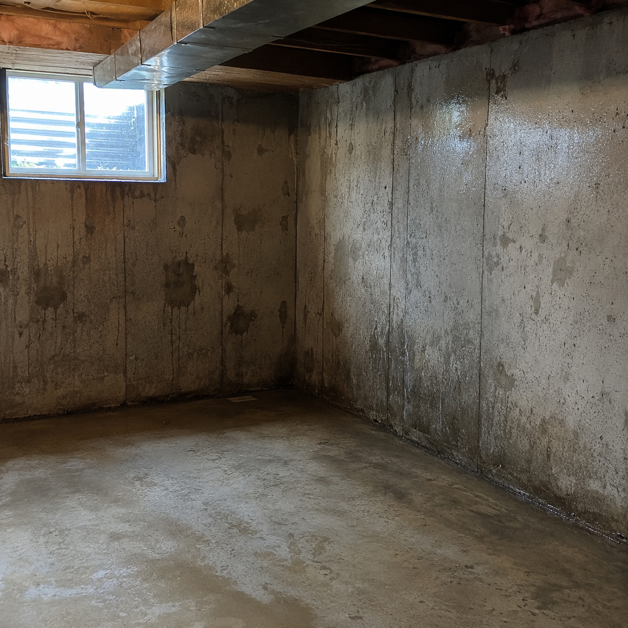 Damp basement walls with recurring moisture in a Toronto home