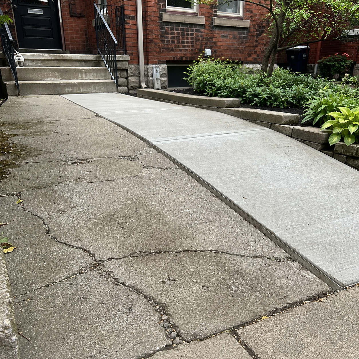 Concrete walkway repair for a cracked and uneven residential path in Toronto