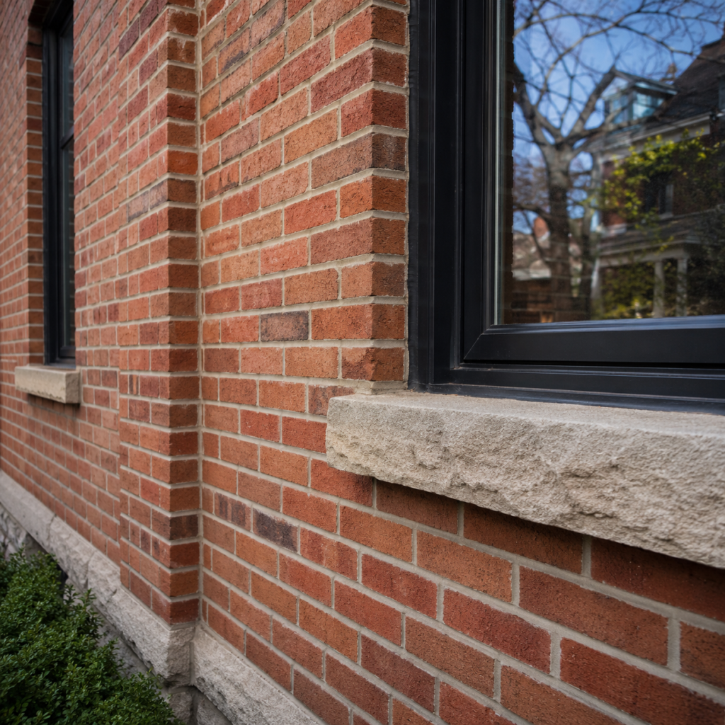 Tuckpointing and mortar repair on an older Toronto brick home