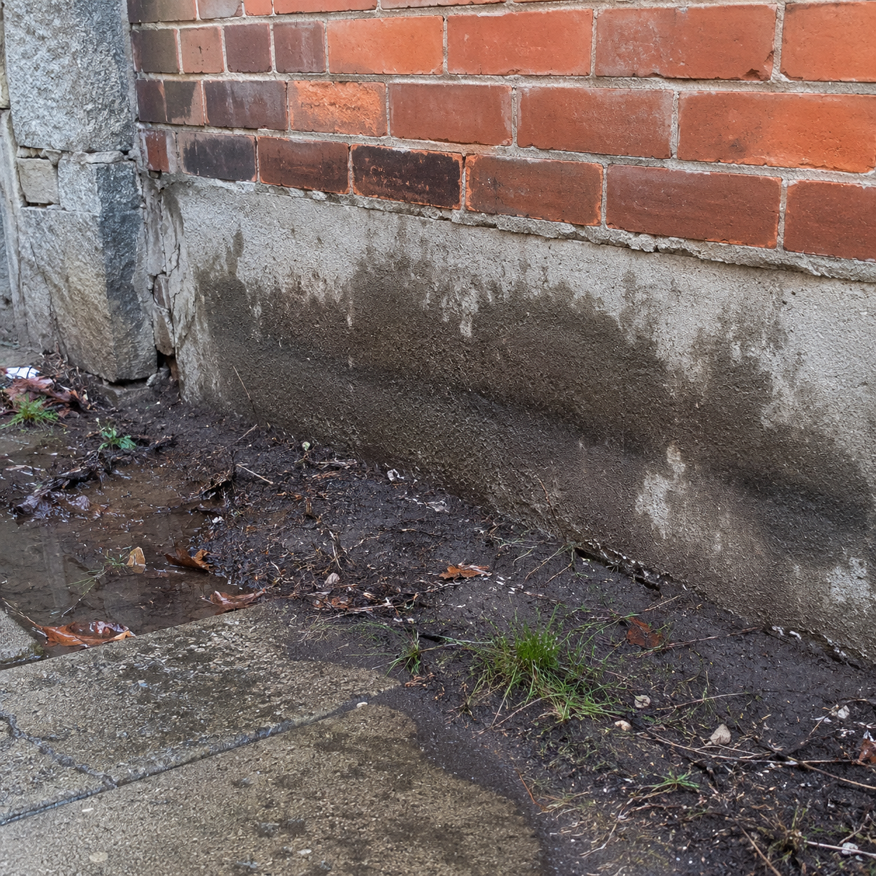 Water stains near the foundation wall of a Toronto home