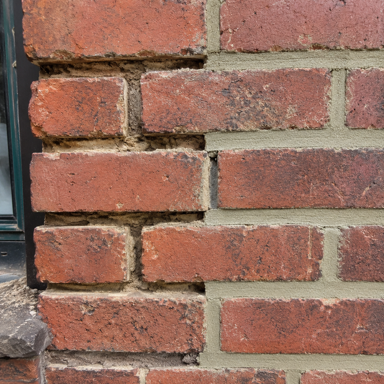 Brick repointing with compatible mortar on older Toronto brickwork