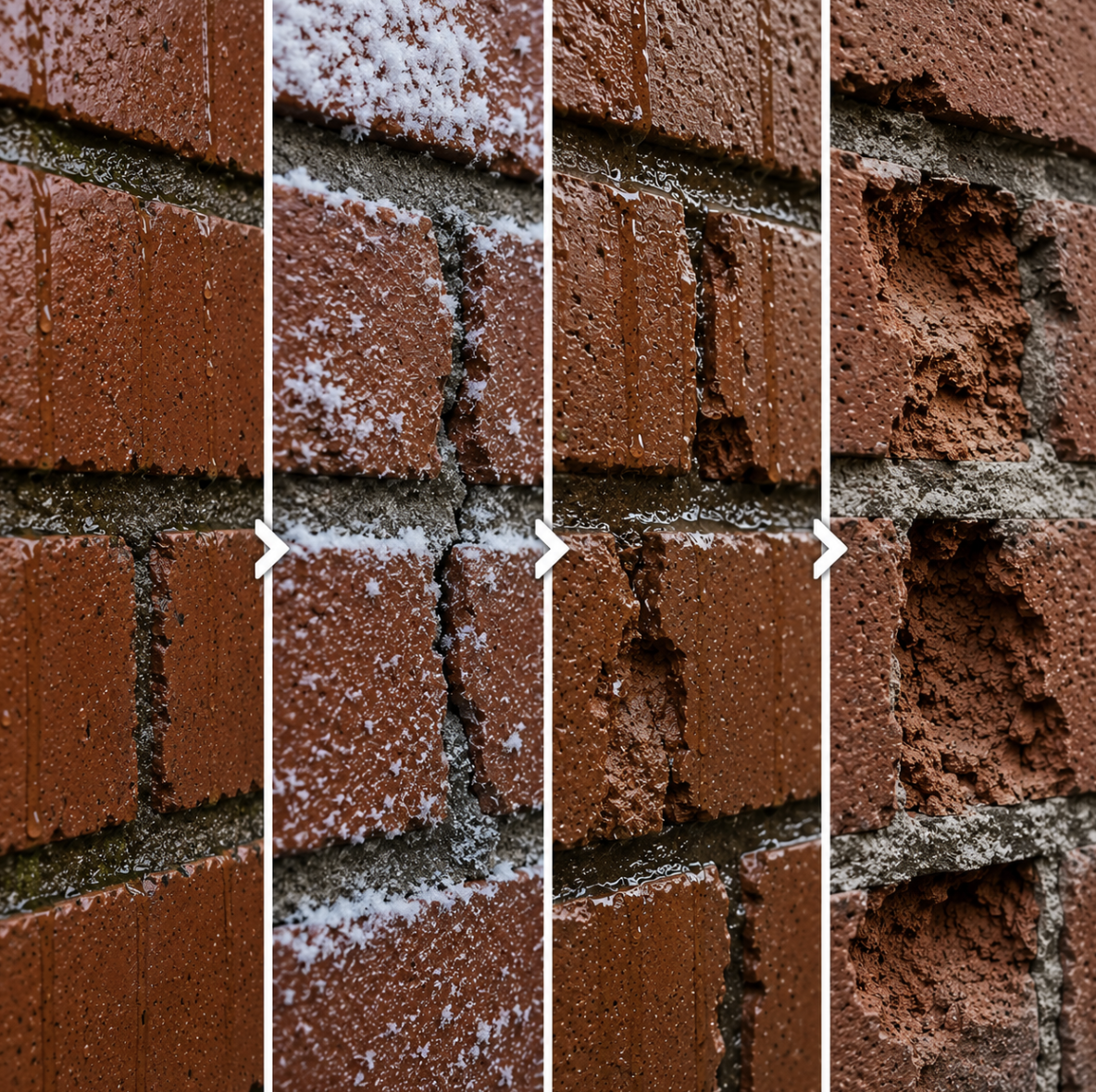 spalling brick from freeze-thaw cycle