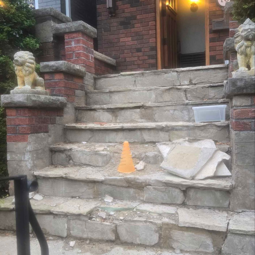 before worn and crumbling steps east york