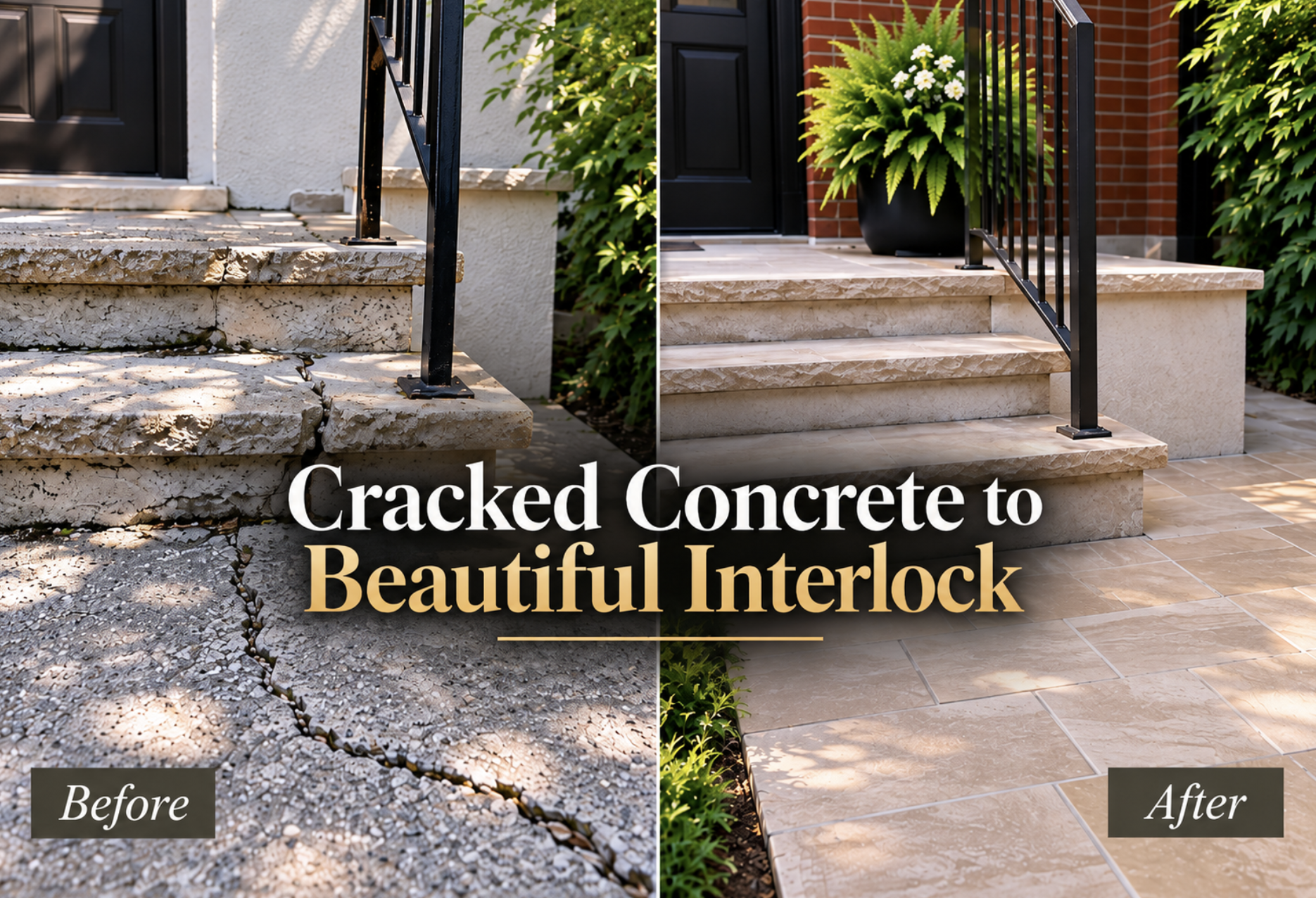 cracked concrete to beautiful interlock